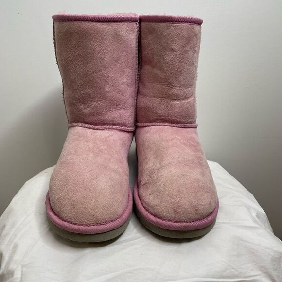 UGG Australia Classic‎ Short 5825 Leather Sheepskin Lined Winter Boots Pink 8 - Picture 3 of 11